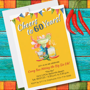 60th Birthday Cheers to 60 Years Mexican Fiesta Invitation