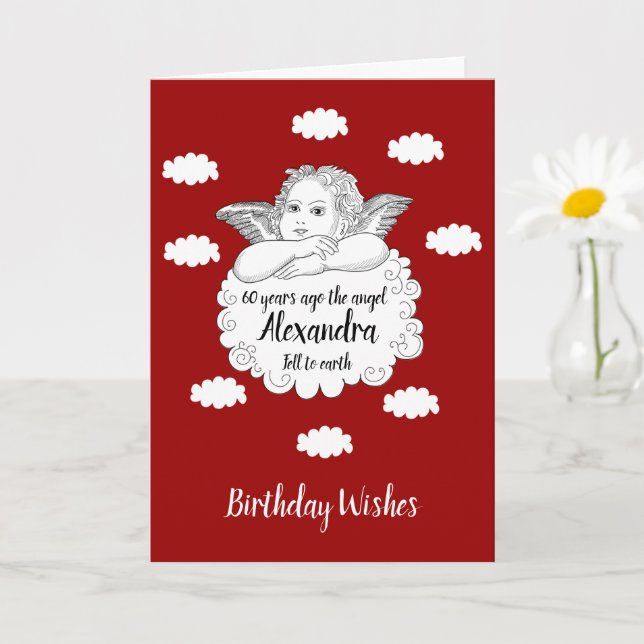 60th Birthday Christian Angel Believe Faith Bible Card (Small Plant)