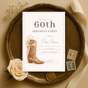 60th Birthday Cowgirl Floral Party Invitation