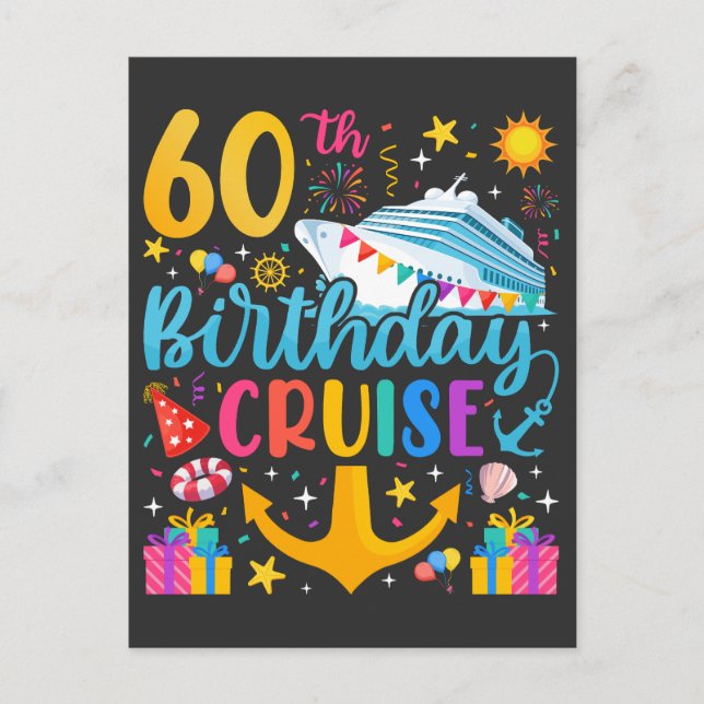 60th Birthday Cruise B-Day Party Postcard (Front)