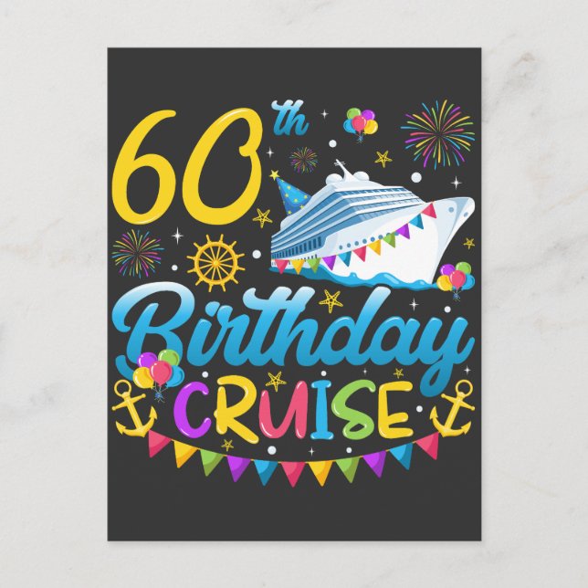 60th Birthday Cruise B-Day Party Postcard (Front)