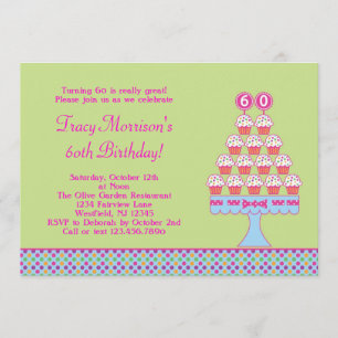 60th Birthday Cupcakes Invitation