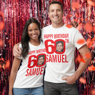 60th birthday custom name and photo template red T-Shirt