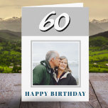 60th Birthday Custom Photo Personalized Card<br><div class="desc">60th Birthday Custom Photo Personalized Card. Personalized 60th birthday greeting card for someone celebrating 60 years. This modern and simple design features the age,  photo and Happy birthday card. Add your photo into and message inside or erase it. You can also change the year number.</div>