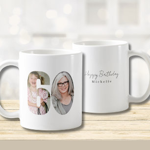 60th Birthday Custom Two Photo  Coffee Mug