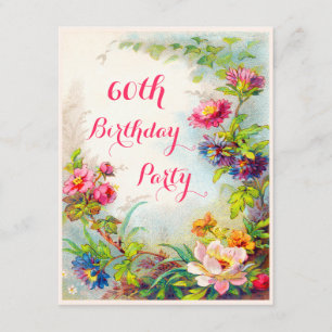 60th Birthday Dahlias and Peonies Victorian Garden Invitation