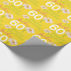 60th birthday daisy flower named yellow gift wrap