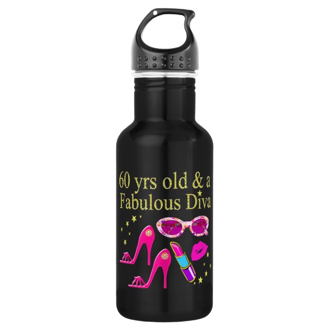 60TH BIRTHDAY DAZZLING DIVA DESIGN 532 ML WATER BOTTLE (Front)