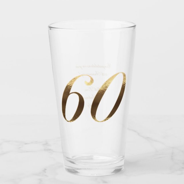 60th Birthday Diamond Wedding Anniversary Glass (Front)