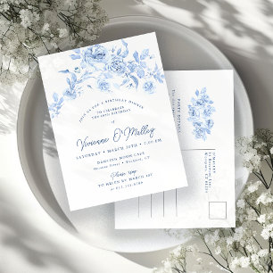60th Birthday Dinner Party Blue Floral Invitation Postcard