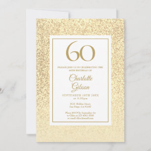 60th Birthday Elegant Champagne Gold Glitter Invitation