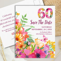 60th Birthday Elegant Floral Garden Announcement