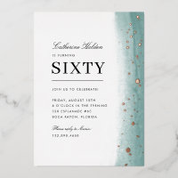60th Birthday Elegant Green Brush Stroke 