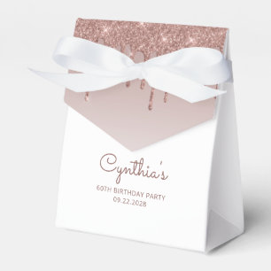 60th Birthday Elegant Rose Gold Glitter Drip Favour Box
