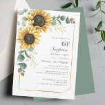 60th Birthday Eucalyptus Floral Sunflower Invitation<br><div class="desc">Eucalyptus Sunflower Floral Script 60th Birthday Invitation you can easily customise with your party details by clicking the "Personalise" button. Featuring bright yellow floral and greenery succulent with a gold foil geometric frame and modern typography</div>