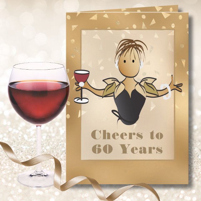 60th Birthday Fabulous Ethnic Cartoon for Her Card (Creator Uploaded)
