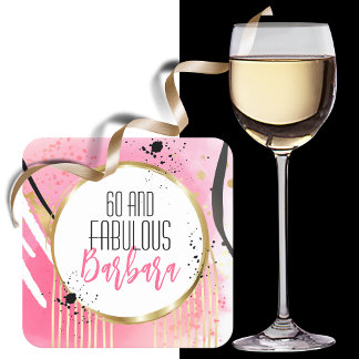 60th Birthday Fabulous Hot Pink Black Glitter Glam Square Paper Coaster