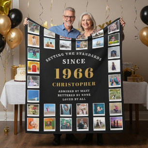60th Birthday Family Memories Photo Collage  Fleece Blanket