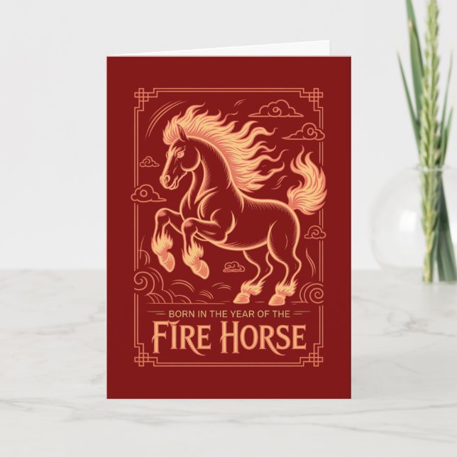 60th Birthday Fire Horse Chinese Zodiac 2026 Lunar Card (Front)