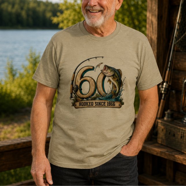 60th Birthday Fishing Shirt Hooked Since 1966 (Creator Uploaded)