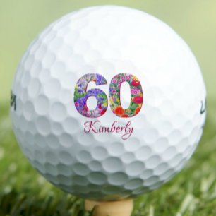 60th birthday floral design unique golf balls