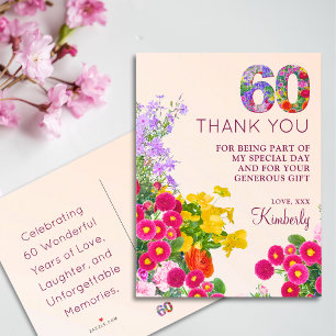 60th birthday floral modern 60 years party announcement postcard