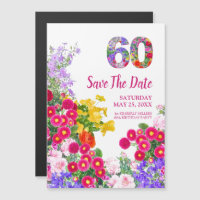 60th Birthday Floral Modern 60 Years Save The Date