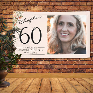 60th Birthday Floral Pink Photo Banner