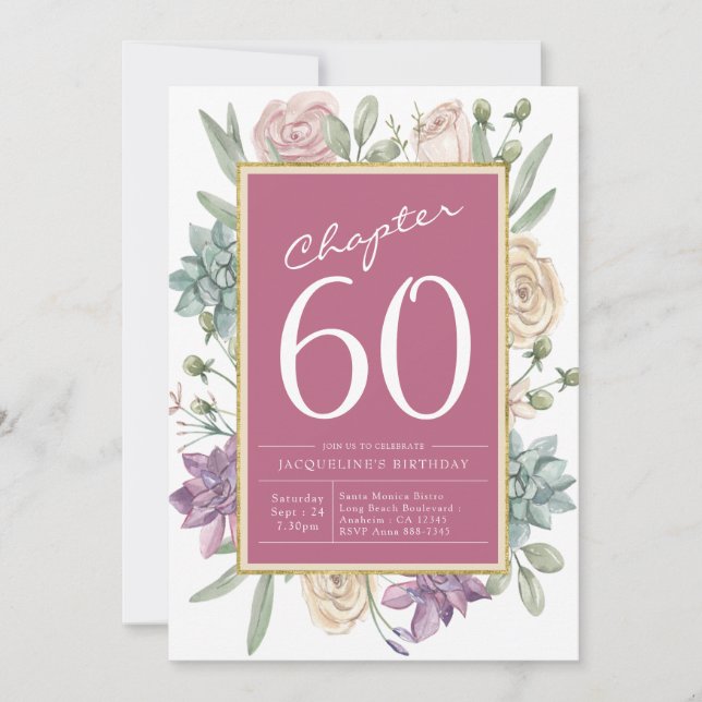 60th Birthday Floral Surprise Party Invitation (Front)