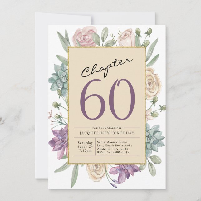 60th Birthday Floral Surprise Party Invitation (Front)