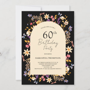 60th Birthday Floral Wildflower Invitation