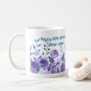 60th Birthday Flowers Love Elegant Modern Floral Coffee Mug