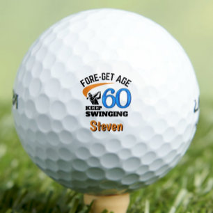 60th Birthday For Boss – 60 Years Modern Blue Gift Golf Balls