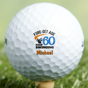 60th Birthday For CoWorker – 60 Years Modern Blue Golf Balls
