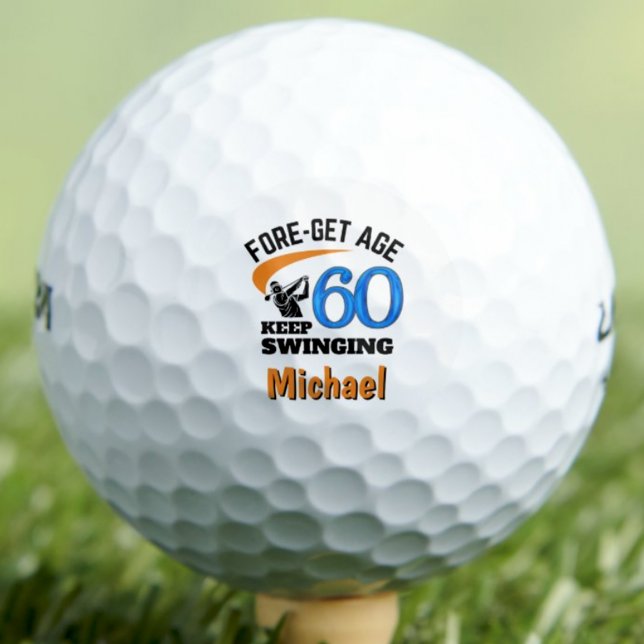 60th Birthday For CoWorker – 60 Years Modern Blue Golf Balls (Creator Uploaded)