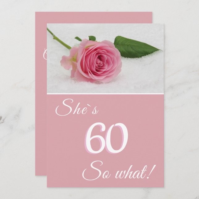 60th Birthday for Her Pink Rose Motivational Card (Front/Back)