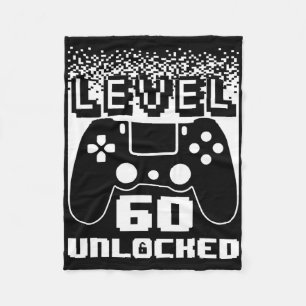 60th Birthday For Men Level 60 Unlocked Gamer 60 Y Fleece Blanket