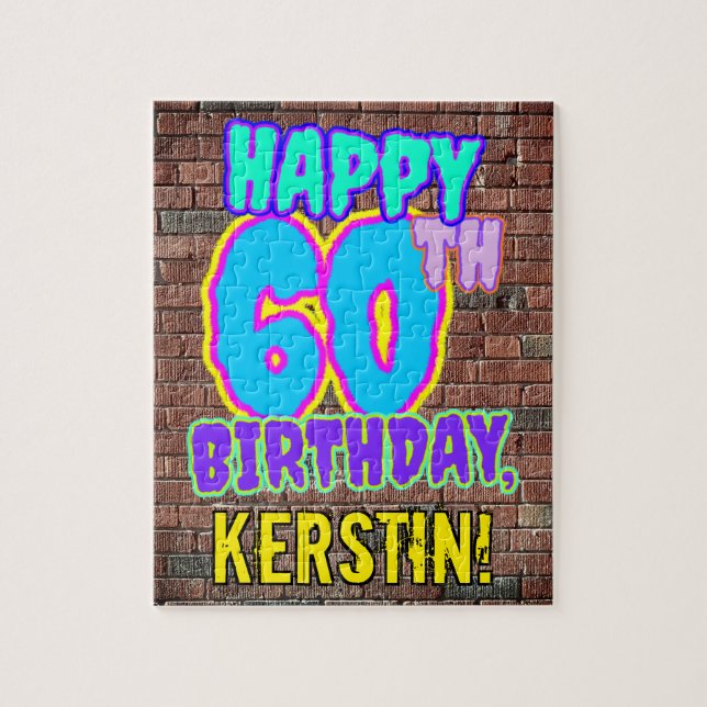 60th Birthday ~ Fun, Urban Graffiti Inspired Look Jigsaw Puzzle (Vertical)
