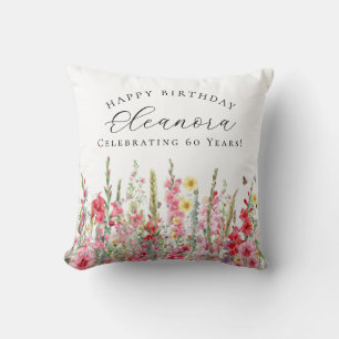 60th Birthday Gift August Birth Flower Custom Cushion