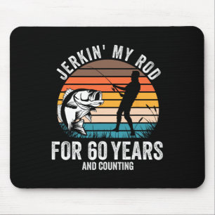 60th Birthday Gift For Fisherman Men Funny Fishing Mouse Pad