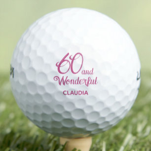 60th Birthday Gift for Mum – Pink 60 and Wonderful Golf Balls