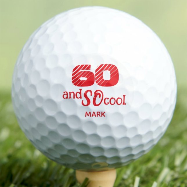 60th Birthday Gift SO Cool Orange Red Custom Golf Balls (Creator Uploaded)