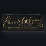 60th Birthday Glitter Black and Gold Banner<br><div class="desc">60th birthday banner in black and gold</div>