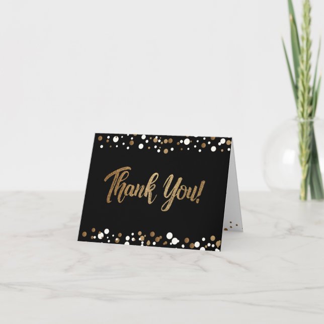 60th Birthday Gold Black Customisable Message Thank You Card (Front)