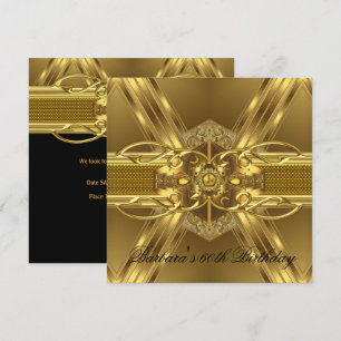 60th Birthday Gold Black Ornate Jewel 2 Invitation