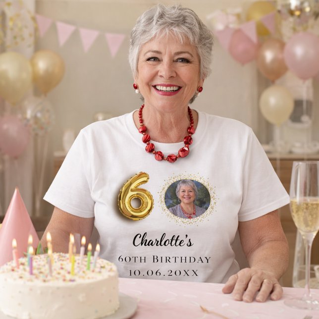 60th birthday gold photo T-Shirt (Creator Uploaded)