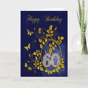 60th Birthday golden butterflies Card