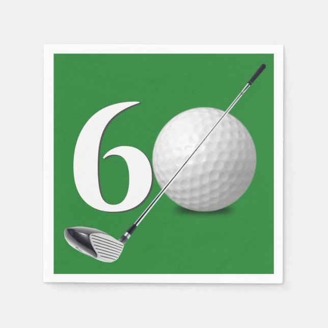 60th Birthday Golf Ball And Club  Napkin (Front)