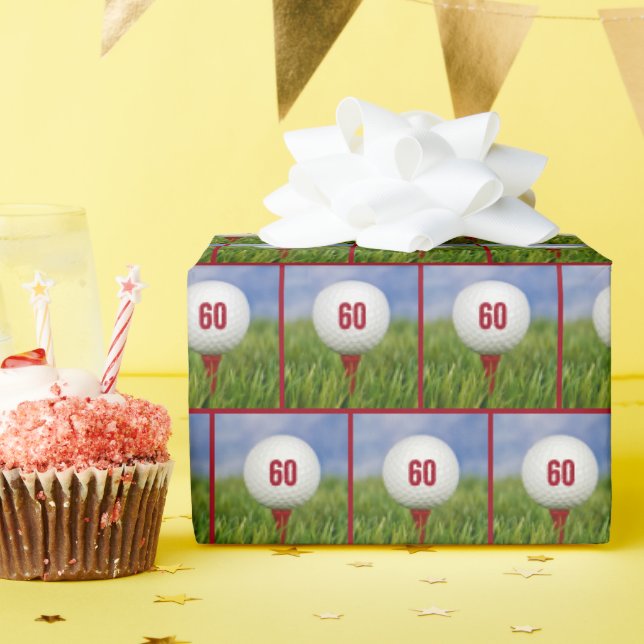 60th Birthday Golf Ball   Wrapping Paper (Birthday Party)