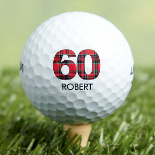 60th birthday golf balls 60 years golf plaid gift